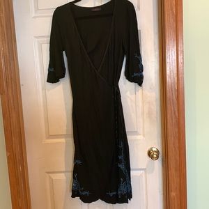 Indah Black Dress Wrap Dress with Peek A Boo Detailing